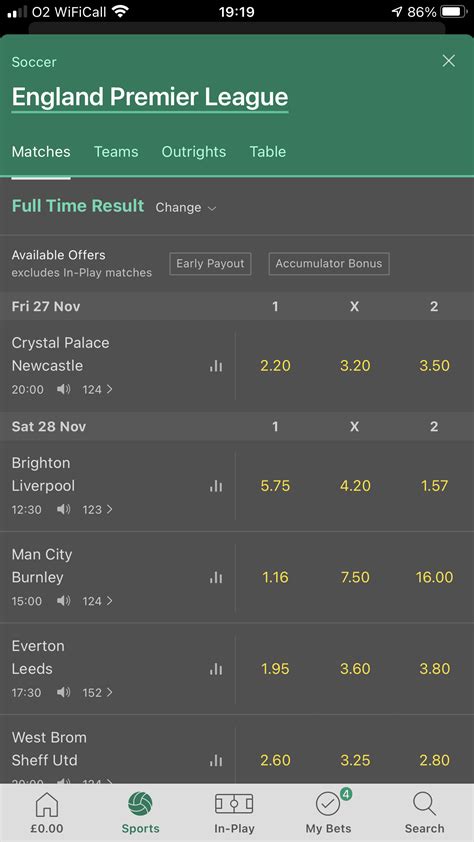 bet365 premier league betting odds